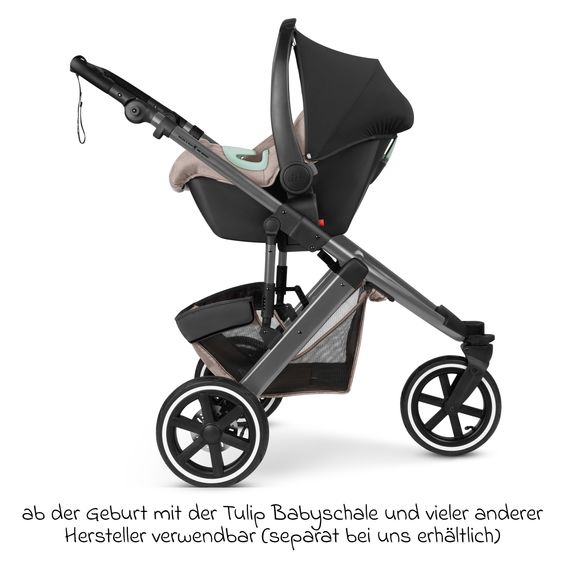 ABC Design Jogger e passeggino Salsa 5 Run con omologazione sportiva, pneumatici, seggiolino e freno a mano - Pure - Camel