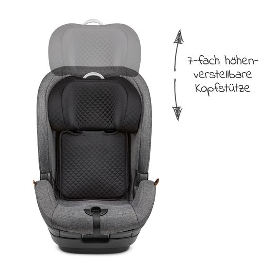 ABC Design Kindersitz Aspen - 2in1 - i-Size Autositz / 76-150 cm - Diamond Edition - Asphalt