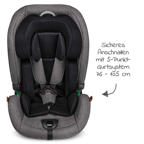 ABC Design Kindersitz Aspen - 2in1 - i-Size Autositz / 76-150 cm - Diamond Edition - Asphalt