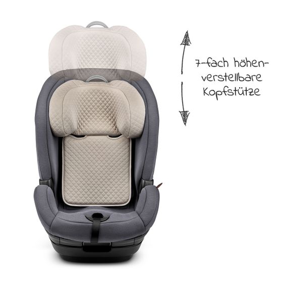 ABC Design Kindersitz Aspen - 2in1 - i-Size Autositz / 76-150 cm - Fashion Edition - Stone