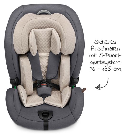 ABC Design Kindersitz Aspen - 2in1 - i-Size Autositz / 76-150 cm - Fashion Edition - Stone