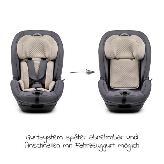 ABC Design Kindersitz Aspen - 2in1 - i-Size Autositz / 76-150 cm - Fashion Edition - Stone