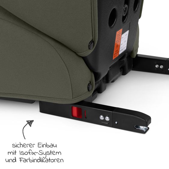 ABC Design Kindersitz Mallow 2 Fix i-Size (ab 3-12 Jahre) - auch geeignet für Autos ohne Isofix System - Sage