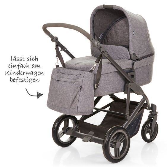 ABC Design Set passeggino Catania 4 - con navicella, borsa fasciatoio e confezione accessori XXL - Antracite intrecciato