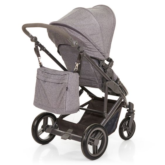 ABC Design Set passeggino Catania 4 - con navicella, borsa fasciatoio e confezione accessori XXL - Antracite intrecciato