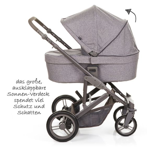 ABC Design Set passeggino Catania 4 - con navicella, borsa fasciatoio e confezione accessori XXL - Antracite intrecciato