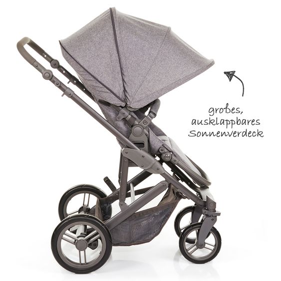 ABC Design Set passeggino Catania 4 - con navicella, borsa fasciatoio e confezione accessori XXL - Antracite intrecciato