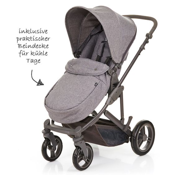 ABC Design Set passeggino Catania 4 - con navicella, borsa fasciatoio e confezione accessori XXL - Antracite intrecciato