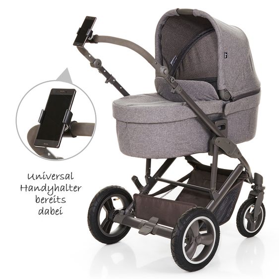ABC Design Kombi-Kinderwagen Catania 4 Air - mit Babywanne, Wickeltasche und XXL Zubehör-Paket - Woven Anthracite