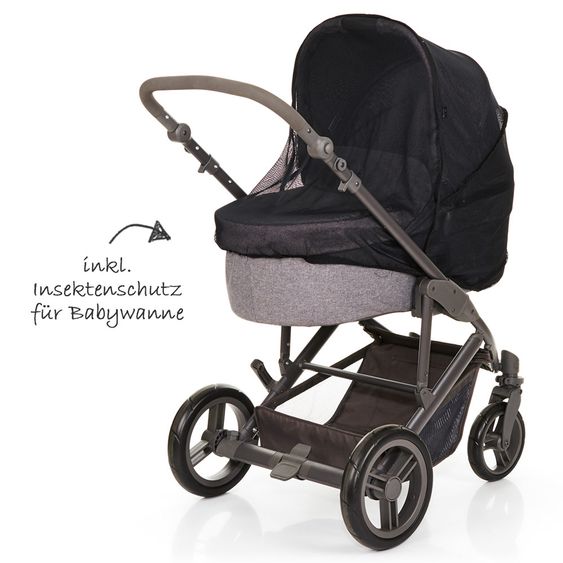ABC Design Kombi-Kinderwagen Catania 4 Air - mit Babywanne, Wickeltasche und XXL Zubehör-Paket - Woven Anthracite