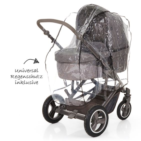 ABC Design Kombi-Kinderwagen Catania 4 Air - mit Babywanne, Wickeltasche und XXL Zubehör-Paket - Woven Anthracite