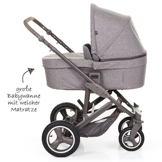 ABC Design Kombi-Kinderwagen Catania 4 Air - mit Babywanne, Wickeltasche und XXL Zubehör-Paket - Woven Anthracite