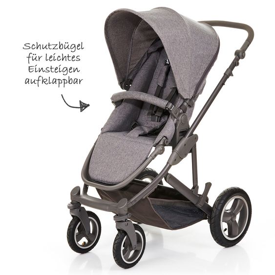 ABC Design Kombi-Kinderwagen Catania 4 Air - mit Babywanne, Wickeltasche und XXL Zubehör-Paket - Woven Anthracite