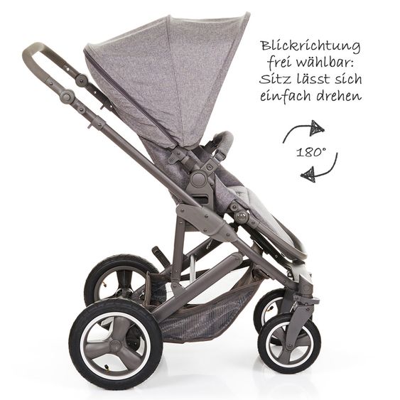 ABC Design Kombi-Kinderwagen Catania 4 Air - mit Babywanne, Wickeltasche und XXL Zubehör-Paket - Woven Anthracite