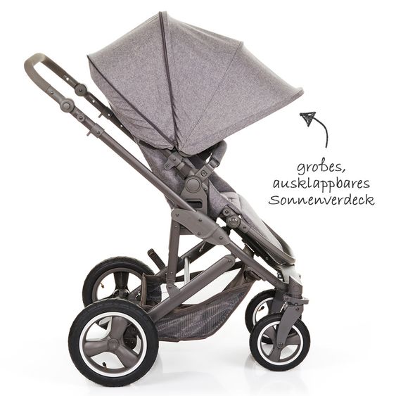 ABC Design Kombi-Kinderwagen Catania 4 Air - mit Babywanne, Wickeltasche und XXL Zubehör-Paket - Woven Anthracite