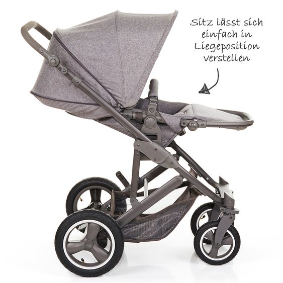 ABC Design Kombi-Kinderwagen Catania 4 Air - mit Babywanne, Wickeltasche und XXL Zubehör-Paket - Woven Anthracite
