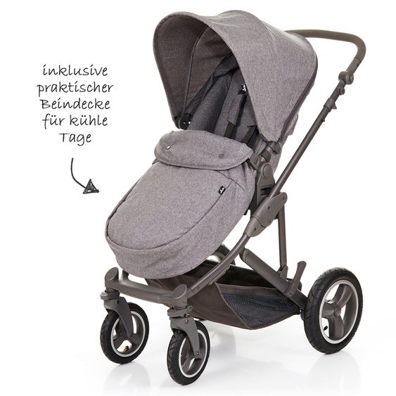 ABC Design Kombi-Kinderwagen Catania 4 Air - mit Babywanne, Wickeltasche und XXL Zubehör-Paket - Woven Anthracite