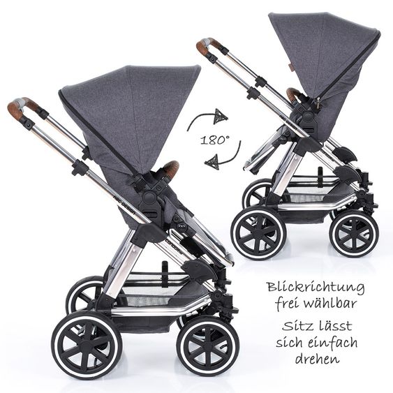 ABC Design Kombi-Kinderwagen Condor 4 Air - Diamond Special Edition - inkl. Babywanne & Sportsitz - Asphalt