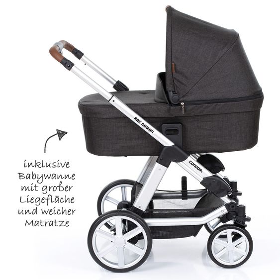ABC Design Condor 4 baby carriage - incl. baby bath & sports seat - piano