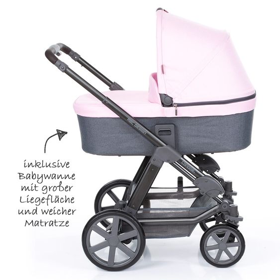 ABC Design Kombi-Kinderwagen Condor 4 - inkl. Babywanne & Sportsitz - Rose