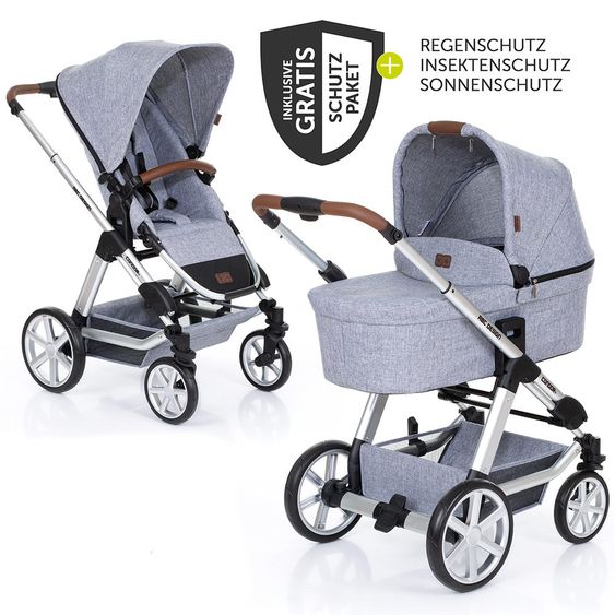 ABC Design Kombi-Kinderwagen Condor 4 - inkl. Babywanne, Sportsitz und XXL Zubehörpaket - Graphite Grey