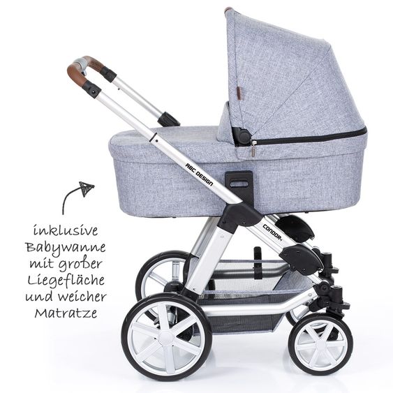 ABC Design Kombi-Kinderwagen Condor 4 - inkl. Babywanne, Sportsitz und XXL Zubehörpaket - Graphite Grey
