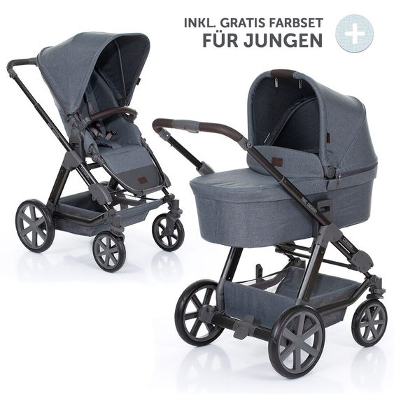 ABC Design Kombi-Kinderwagen Condor 4 - inkl. Babywanne, Sportsitz & Wechsel-Farbset Ice - Mountain