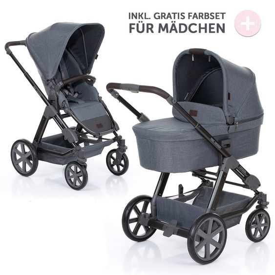 ABC Design Kombi-Kinderwagen Condor 4 - inkl. Babywanne, Sportsitz & Wechsel-Farbset Rose - Mountain