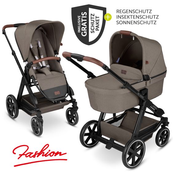 ABC Design Kombi-Kinderwagen Condor 4 - inkl. Babywanne, Sportsitz & XXL Zubehörpaket - Fashion Edition - Nature