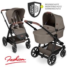 Passeggino combinato Condor 4 - incluso navicella, seggiolino sportivo e pacchetto accessori XXL - Fashion Edition - Natura