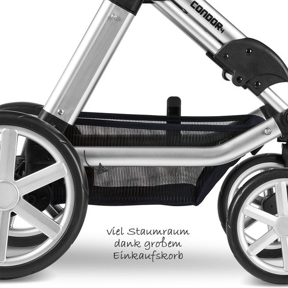 ABC Design Kombi-Kinderwagen Condor 4 - inkl. Babywanne, Sportsitz & XXL Zubehörpaket - Graphite Grey