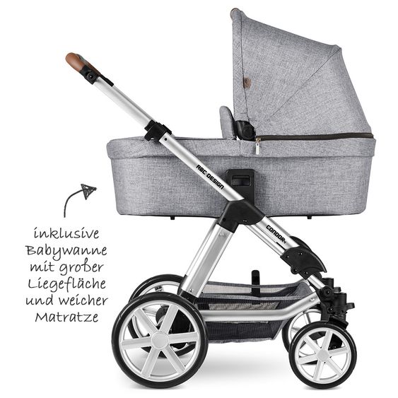 ABC Design Kombi-Kinderwagen Condor 4 - inkl. Babywanne, Sportsitz & XXL Zubehörpaket - Graphite Grey