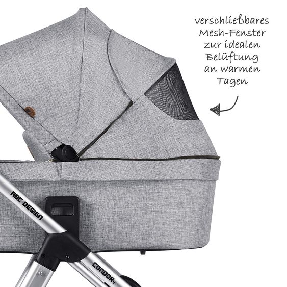 ABC Design Kombi-Kinderwagen Condor 4 - inkl. Babywanne, Sportsitz & XXL Zubehörpaket - Graphite Grey