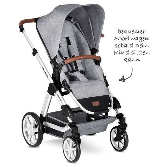 ABC Design Kombi-Kinderwagen Condor 4 - inkl. Babywanne, Sportsitz & XXL Zubehörpaket - Graphite Grey