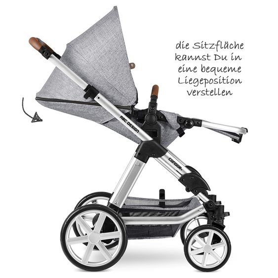 ABC Design Kombi-Kinderwagen Condor 4 - inkl. Babywanne, Sportsitz & XXL Zubehörpaket - Graphite Grey