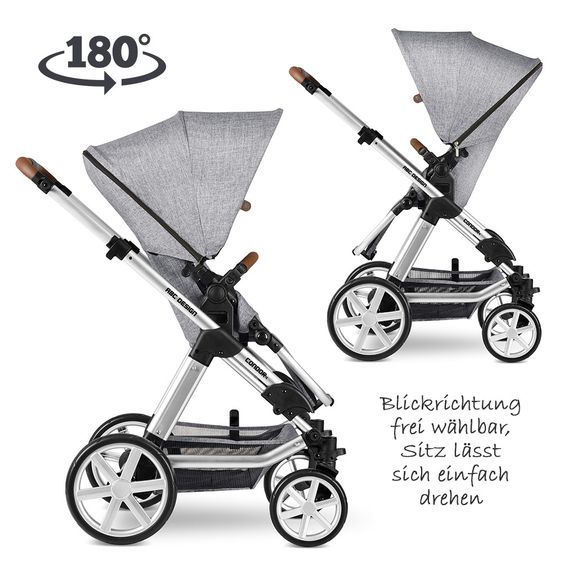 ABC Design Kombi-Kinderwagen Condor 4 - inkl. Babywanne, Sportsitz & XXL Zubehörpaket - Graphite Grey