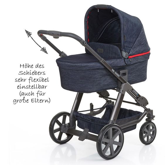 ABC Design Kombi-Kinderwagen Condor 4 - Komplett-Set mit XXL Zubehör Paket - Jeans Denim