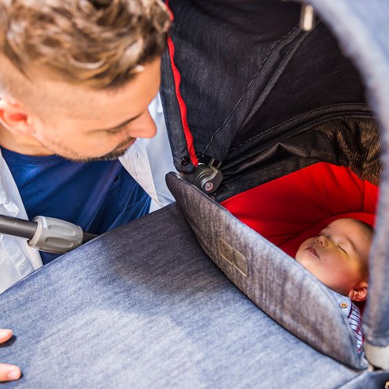 ABC Design Kombi-Kinderwagen Condor 4 - Komplett-Set mit XXL Zubehör Paket - Jeans Denim