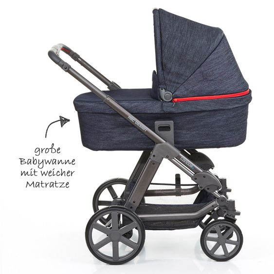 ABC Design Kombi-Kinderwagen Condor 4 - Komplett-Set mit XXL Zubehör Paket - Jeans Denim
