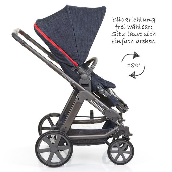 ABC Design Kombi-Kinderwagen Condor 4 - Komplett-Set mit XXL Zubehör Paket - Jeans Denim