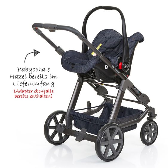 ABC Design Kombi-Kinderwagen Condor 4 - Komplett-Set mit XXL Zubehör Paket - Jeans Denim
