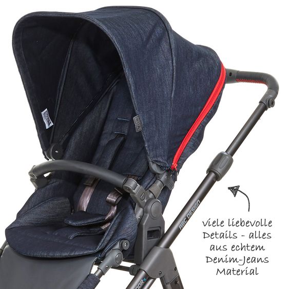 ABC Design Kombi-Kinderwagen Condor 4 - Komplett-Set mit XXL Zubehör Paket - Jeans Denim