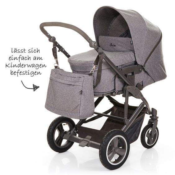 ABC Design Kombi-Kinderwagen Merano 4 Air - mit Babywanne, Wickeltasche und XXL Zubehör-Paket - Woven Anthracite