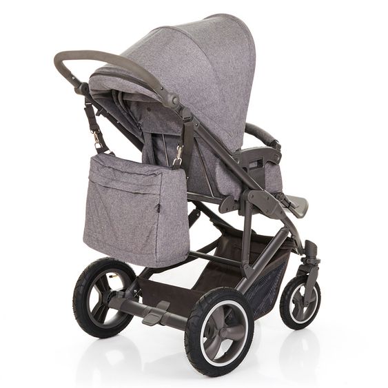 ABC Design Kombi-Kinderwagen Merano 4 Air - mit Babywanne, Wickeltasche und XXL Zubehör-Paket - Woven Anthracite