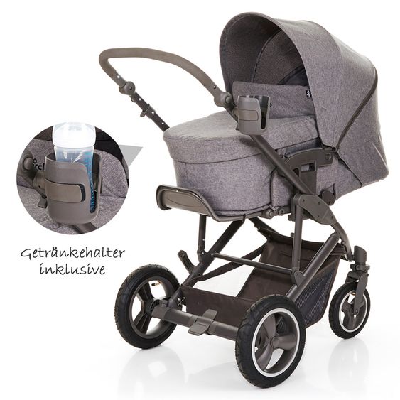 ABC Design Kombi-Kinderwagen Merano 4 Air - mit Babywanne, Wickeltasche und XXL Zubehör-Paket - Woven Anthracite