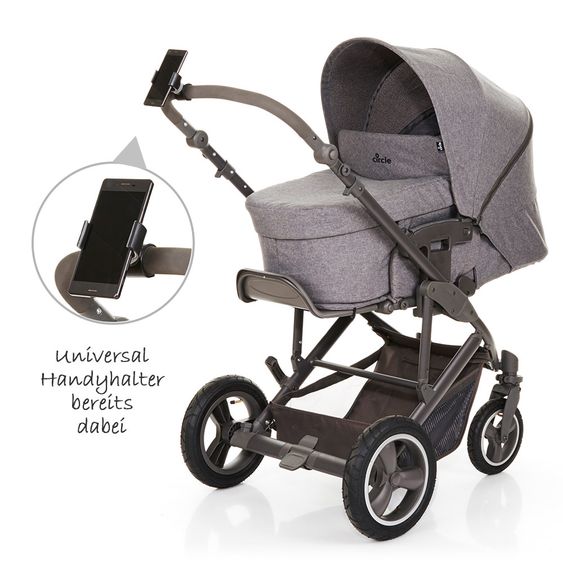 ABC Design Kombi-Kinderwagen Merano 4 Air - mit Babywanne, Wickeltasche und XXL Zubehör-Paket - Woven Anthracite