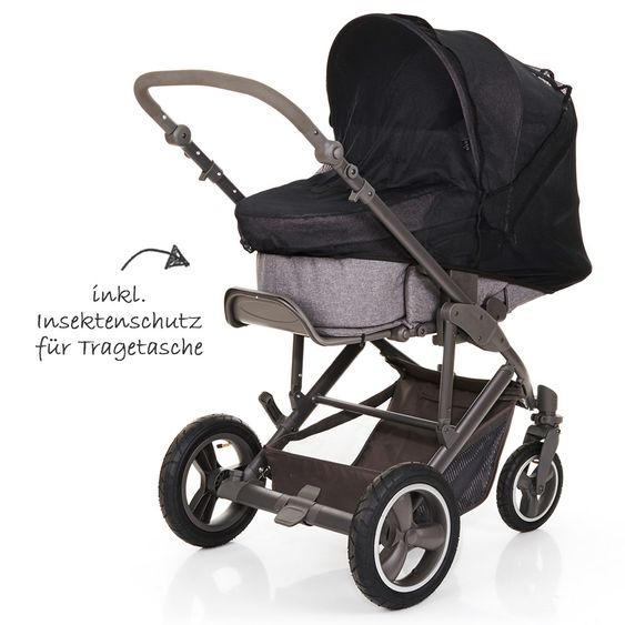 ABC Design Kombi-Kinderwagen Merano 4 Air - mit Babywanne, Wickeltasche und XXL Zubehör-Paket - Woven Anthracite