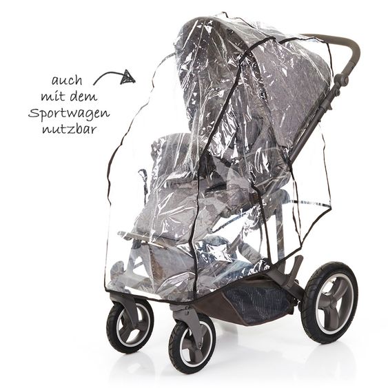 ABC Design Kombi-Kinderwagen Merano 4 Air - mit Babywanne, Wickeltasche und XXL Zubehör-Paket - Woven Anthracite