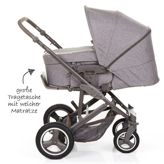 ABC Design Kombi-Kinderwagen Merano 4 Air - mit Babywanne, Wickeltasche und XXL Zubehör-Paket - Woven Anthracite