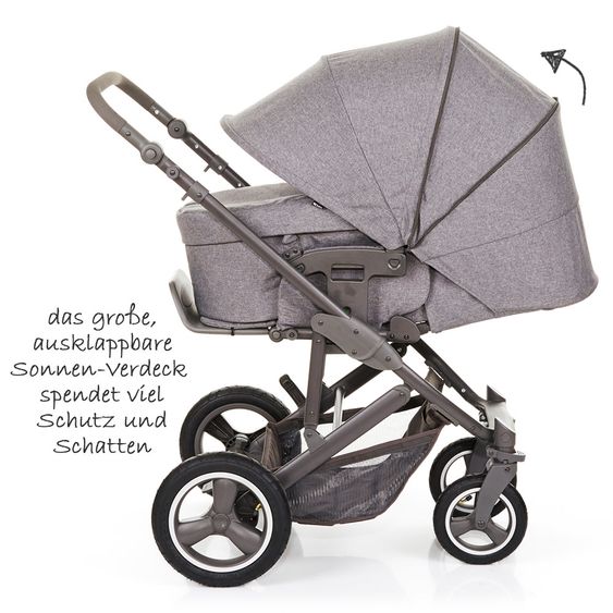 ABC Design Kombi-Kinderwagen Merano 4 Air - mit Babywanne, Wickeltasche und XXL Zubehör-Paket - Woven Anthracite